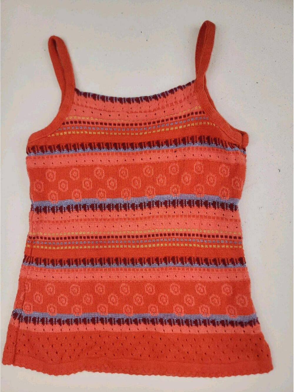 CLAYEUX France Knit Top Toddler Girls Patterned Red Coral Sz 12 Month 74